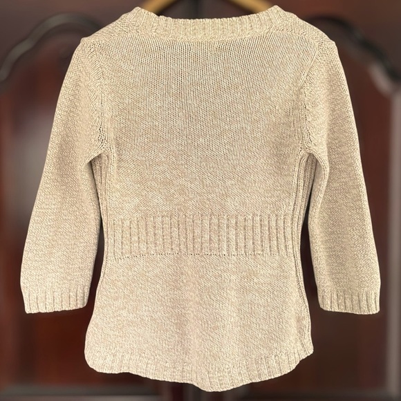 Eddie Bauer 100% cotton 3/4 sleeve oatmeal one button front cardigan size small - Picture 2 of 12